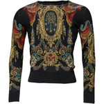 Dolce & Gabbana Black Heraldic DG Silk Round Neck Pullover Sweater TSH878511-46