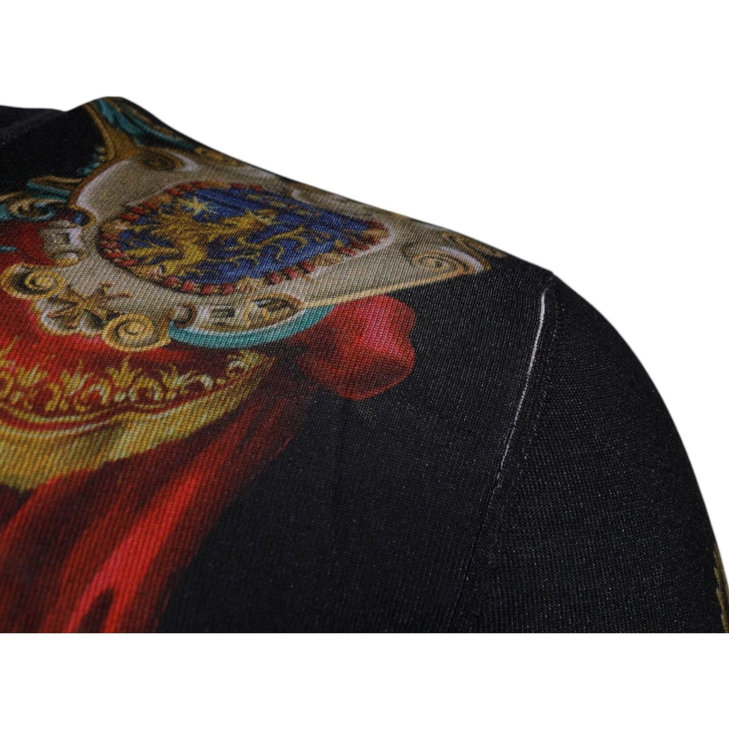 Dolce & Gabbana Black Heraldic DG Silk Round Neck Pullover Sweater TSH878511-46