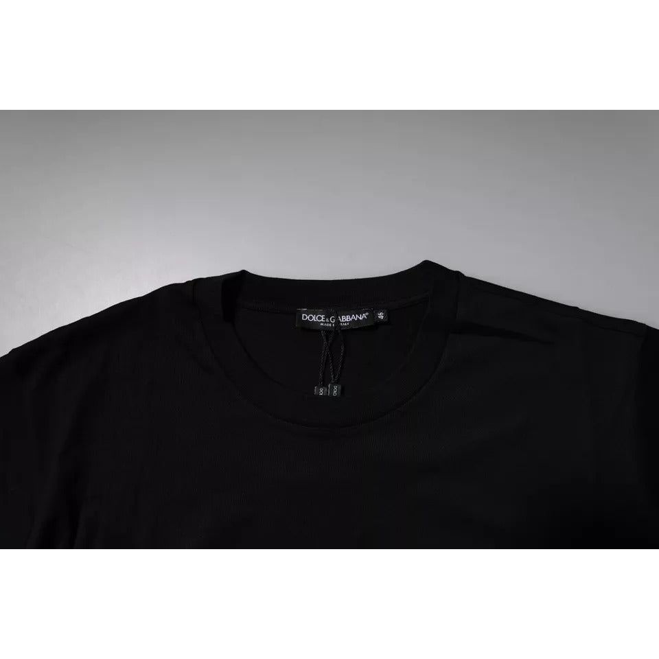Dolce & Gabbana Black Logo Patch Cotton Crew Neck T-shirt TSH90026-44
