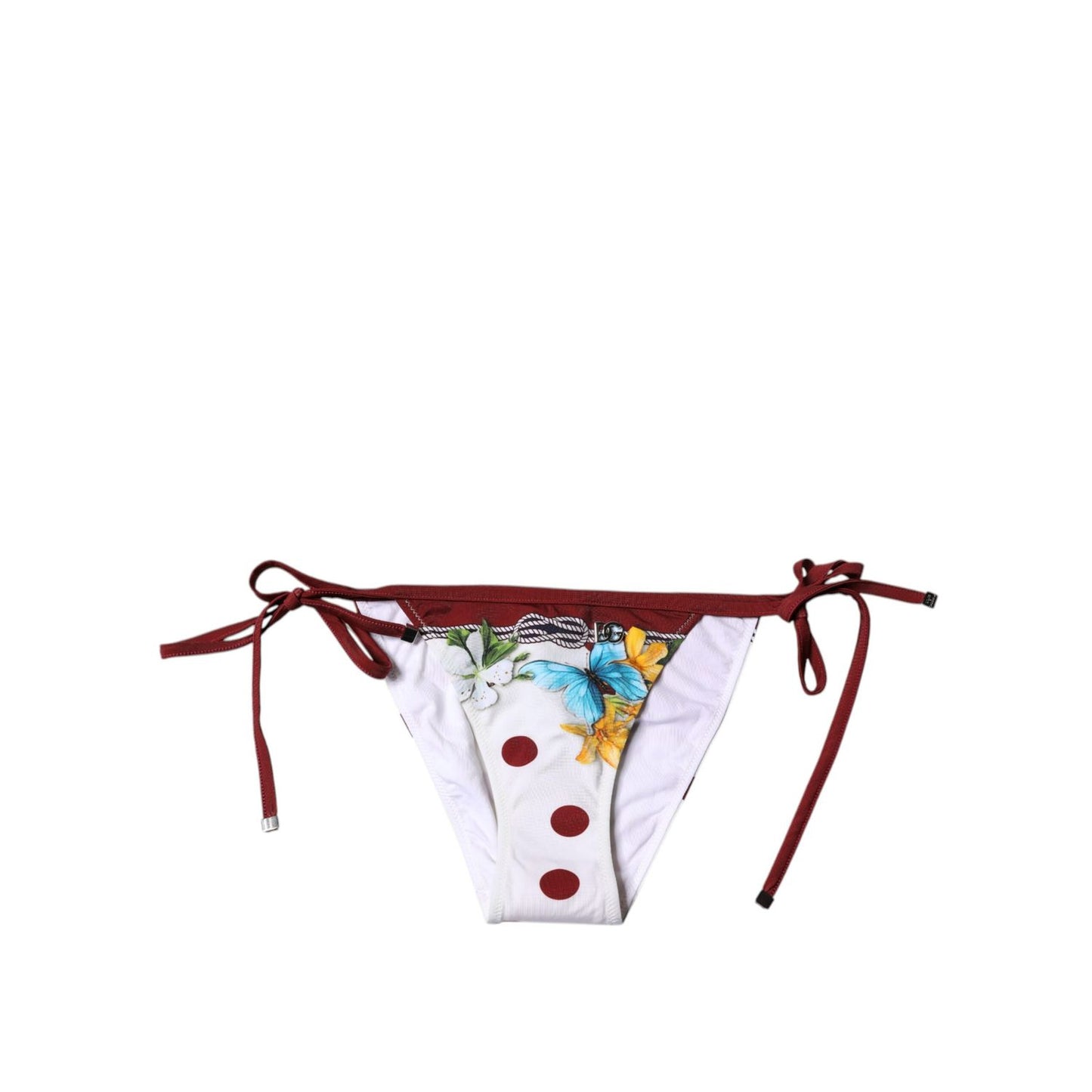 Dolce & Gabbana White Floral Print Swimsuit Bikini Bottom Swimwear