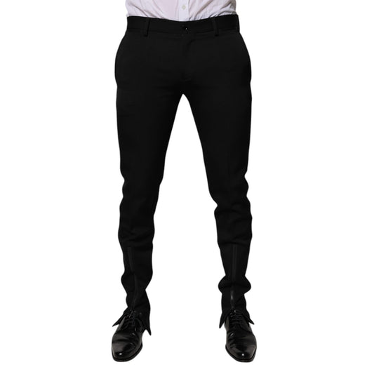 Dolce & Gabbana Black Wool Tapered Formal Dress Pants