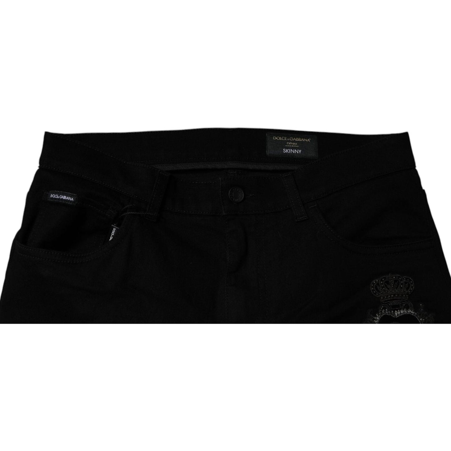 Dolce & Gabbana Black Sacred Heart Cotton Skinny Denim Jeans PAN75234-56