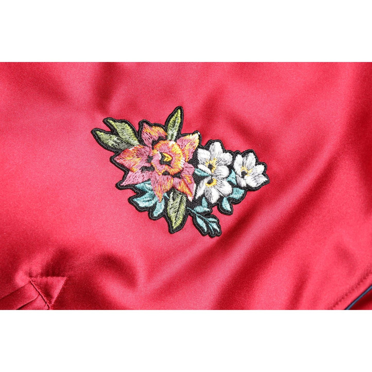 Dolce & Gabbana Red Floral Patch Full Zip Men Bomber Jacket JKT41417-54
