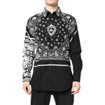 Dolce & Gabbana Black White Bandana MARTINI Men Dress Shirt TSH87761-43