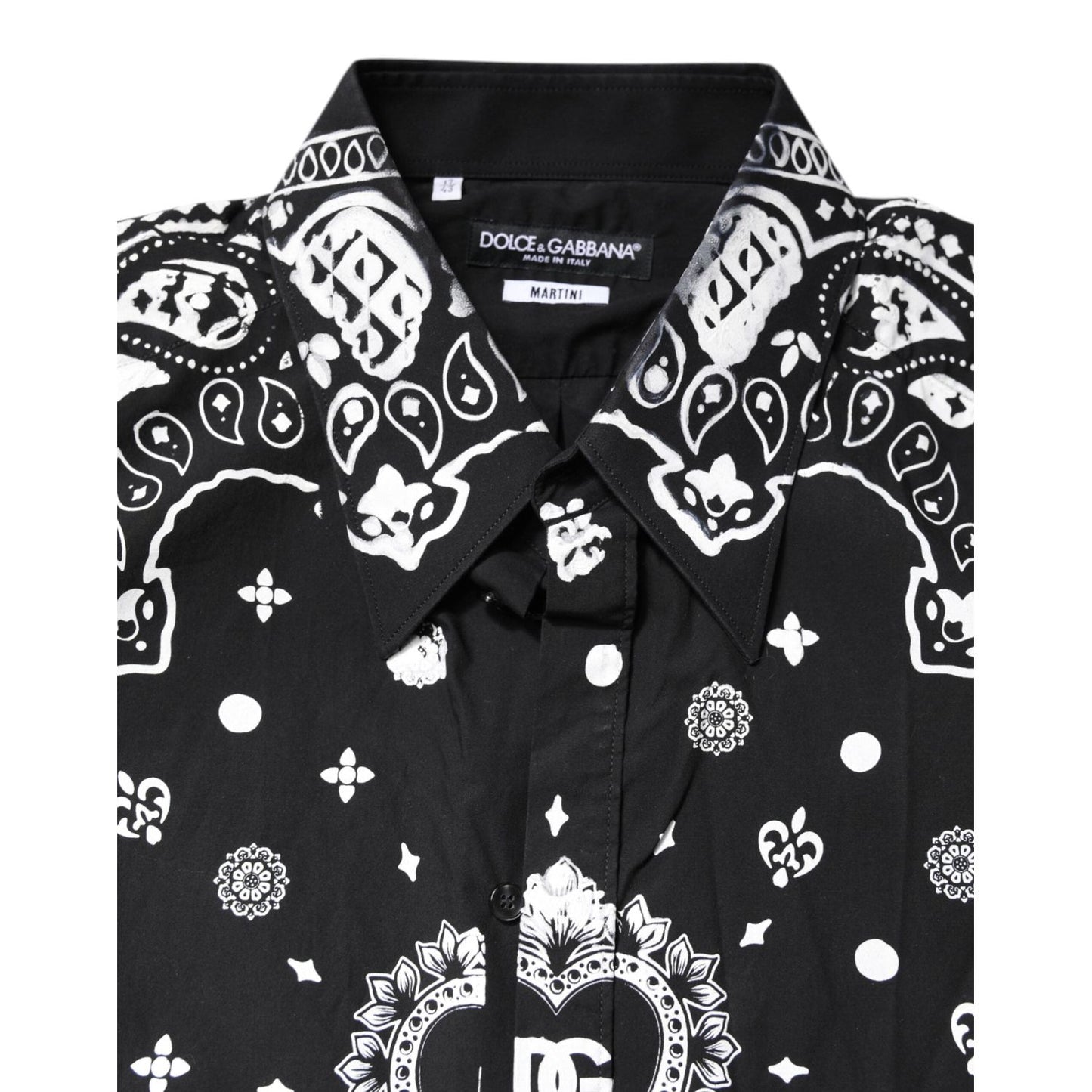 Dolce & Gabbana Black White Bandana MARTINI Men Dress Shirt TSH87761-43