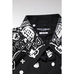 Dolce & Gabbana Black White Bandana MARTINI Men Dress Shirt TSH87761-43