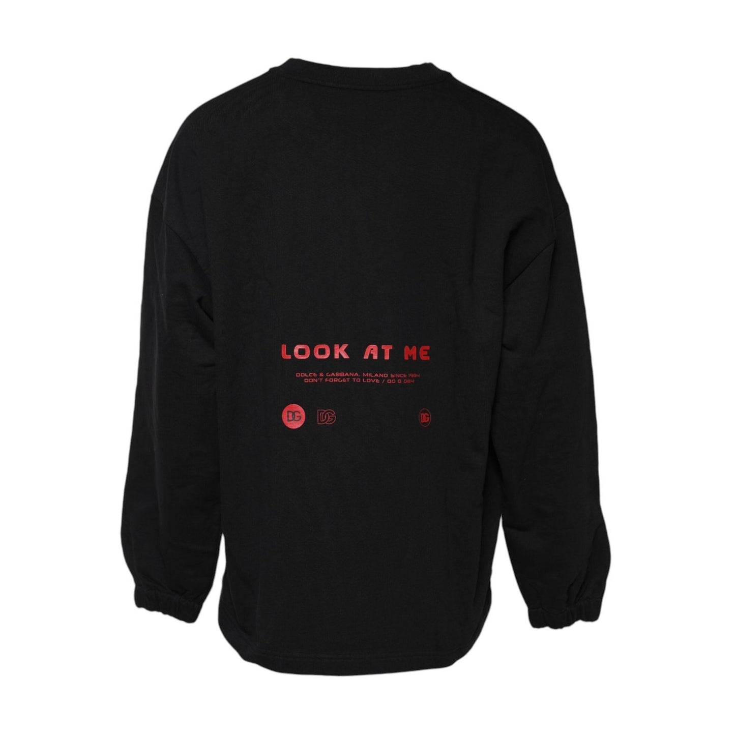 Dolce & Gabbana Black Cotton Graphic Print Pullover Sweater