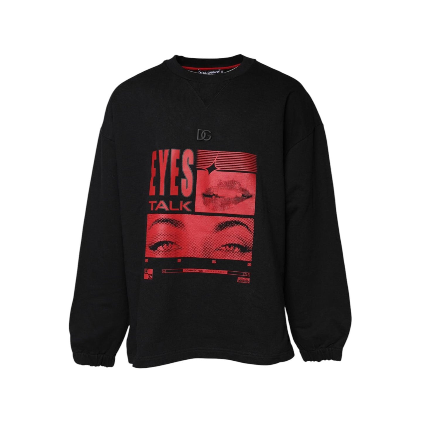 Dolce & Gabbana Black Cotton Graphic Print Pullover Sweater