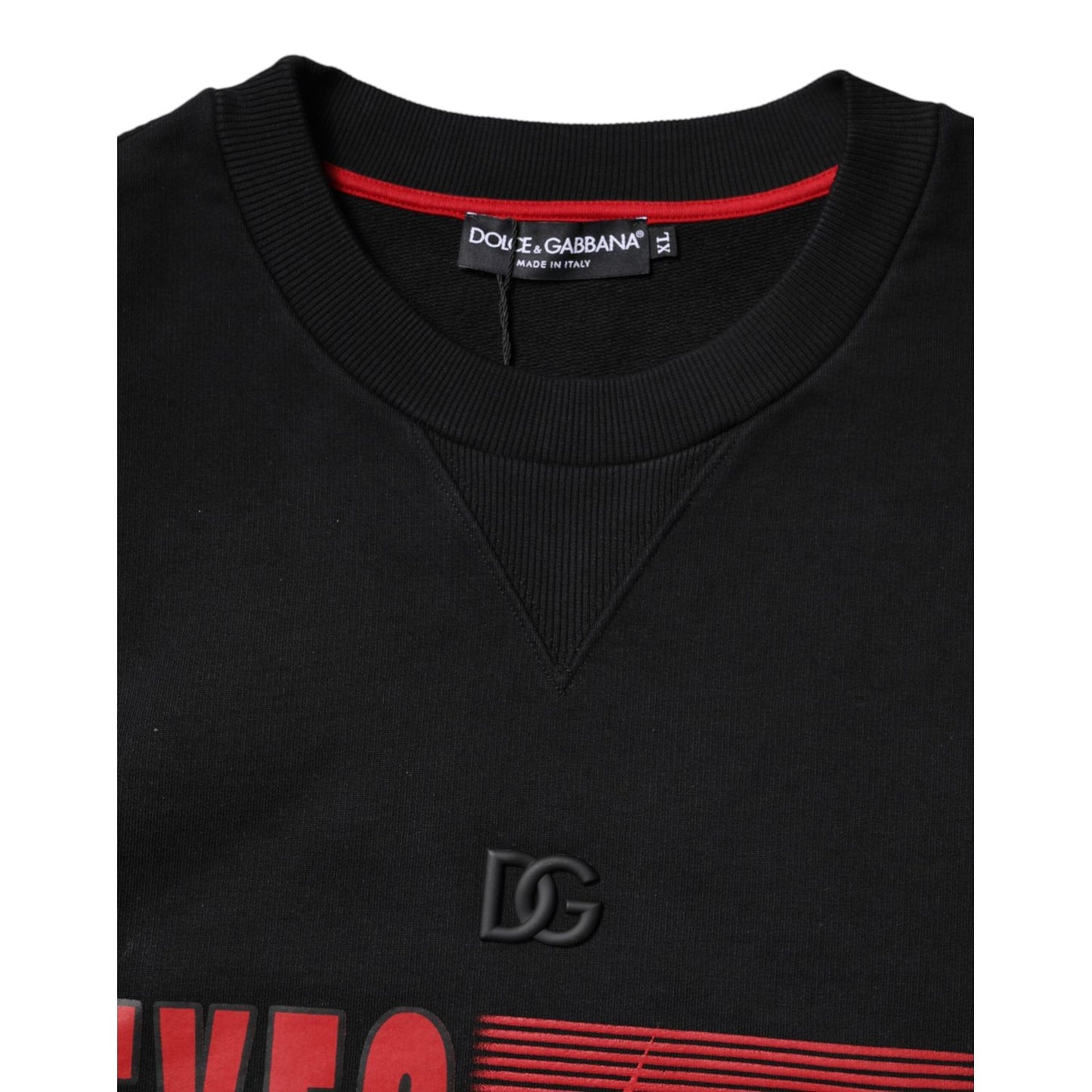 Dolce & Gabbana Black Cotton Graphic Print Pullover Sweater