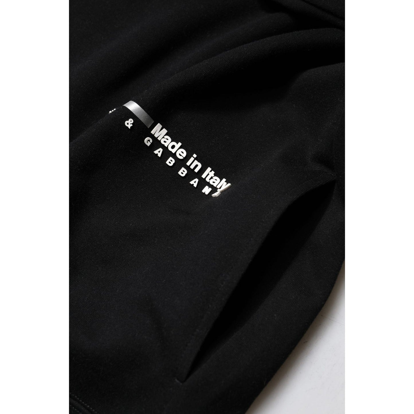 Dolce & Gabbana Black Cotton Logo Knitted Pullover Sweater