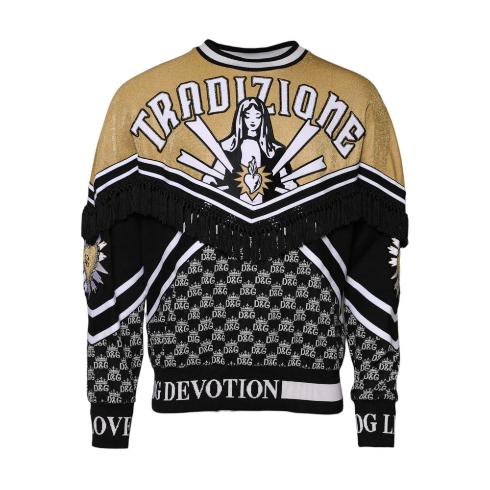 Dolce & Gabbana Multicolor Cotton Crew Neck Pullover Sweater