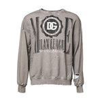 Dolce & Gabbana Gray Logo Print Crew Neck Pullover Sweater
