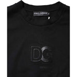 Dolce & Gabbana Black Embossed Logo Cotton Crew Neck Sweater TSH90646-48