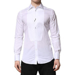 Dolce & Gabbana White GOLD Crown Cotton Dress Formal Shirt TSH90684-39