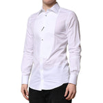 Dolce & Gabbana White GOLD Crown Cotton Dress Formal Shirt TSH90684-39