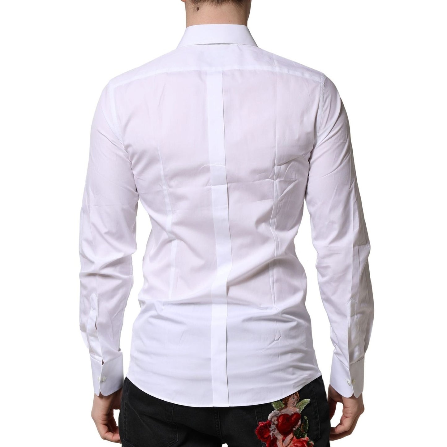 Dolce & Gabbana White GOLD Crown Cotton Dress Formal Shirt TSH90684-39