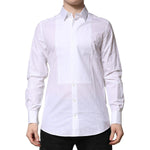 Dolce & Gabbana White Bib Cotton Poplin GOLD Men Formal Shirt TSH906700-41