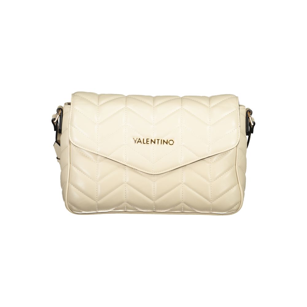 Mario Valentino Beige Polyethylene Handbag with adjustable strap, zip closure, and contrasting details featuring Valentino logo.