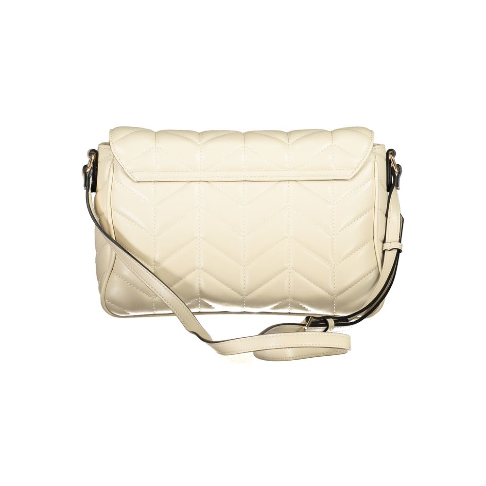 Mario Valentino Beige Polyethylene Handbag with adjustable shoulder strap, two internal pockets, contrasting details, zip closure, and logo