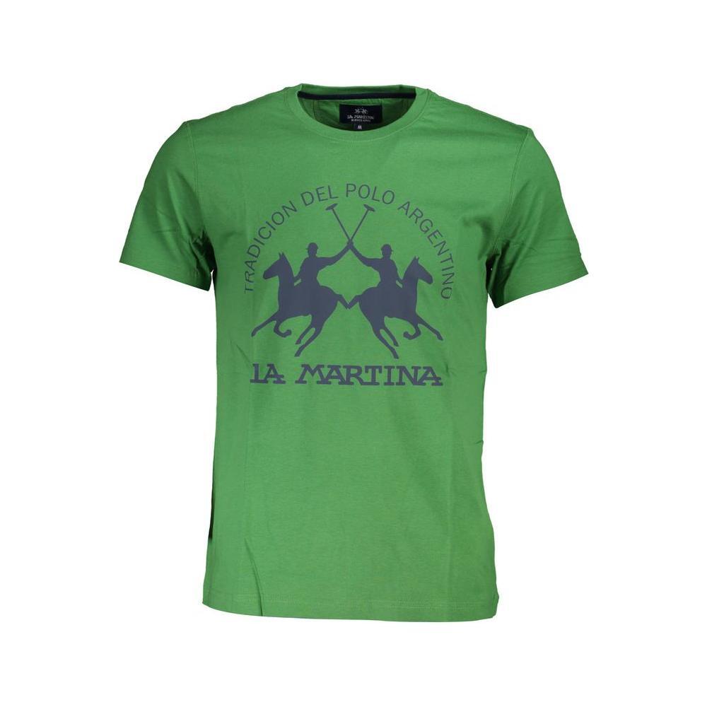 La Martina Green Cotton Men T-Shirt LA-37255-M