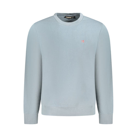 Napapijri Gray Cotton Men Sweater - long sleeve crew neck with subtle embroidery, perfect for casual luxury style.