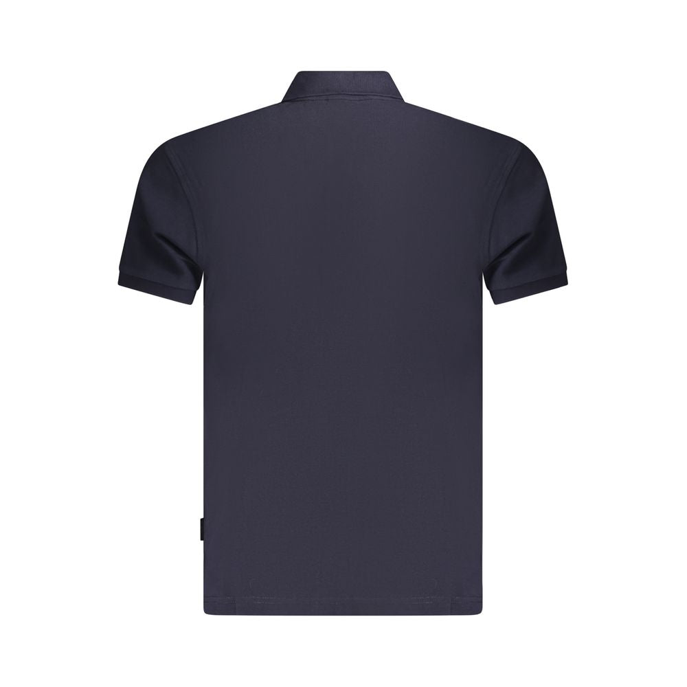 Napapijri Blue Cotton Men Polo Shirt, back view showcasing casual refinement and contrasting details for modern trendsetters.