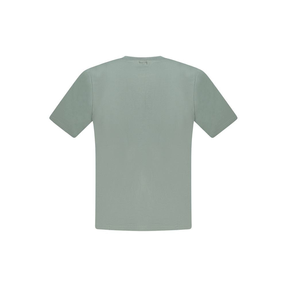 Back view of North Sails Green Cotton Men T-Shirt featuring soft green hue and short sleeves.