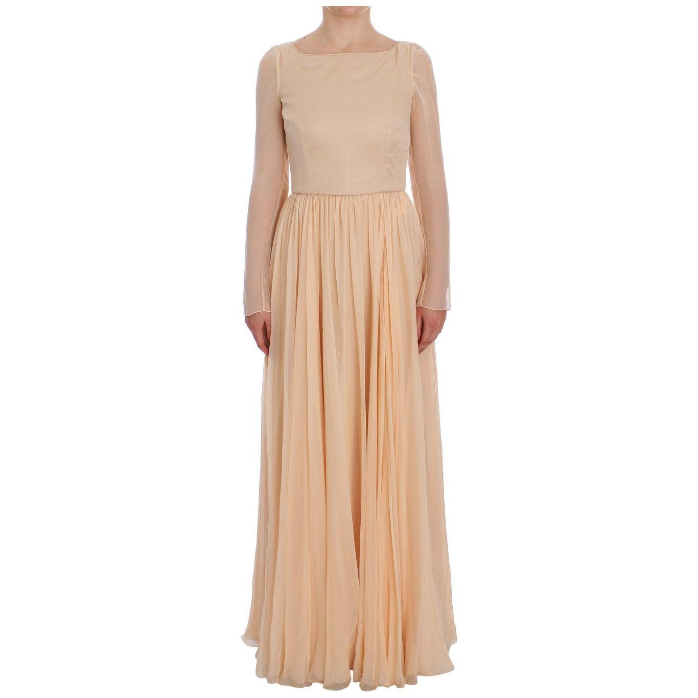 Dolce & Gabbana Beige Silk Ball Gown Full Length Dress NOC10161-1
