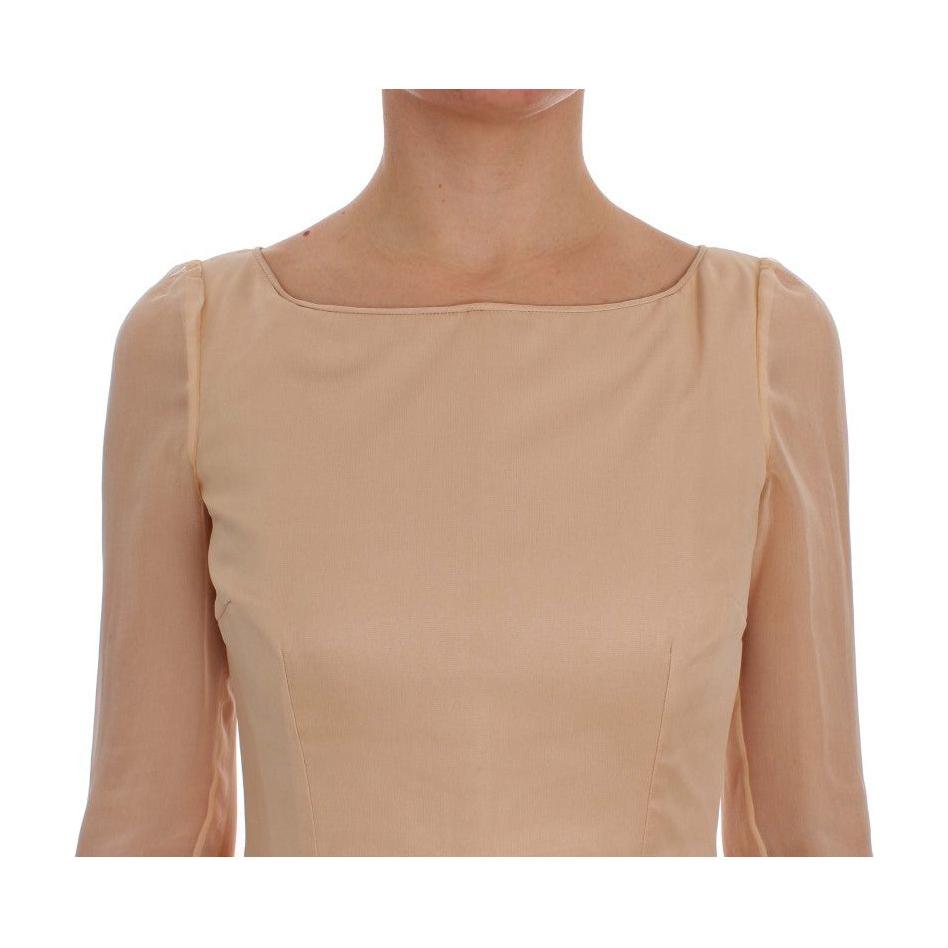 Dolce & Gabbana Beige Silk Ball Gown Full Length Dress NOC10161-1