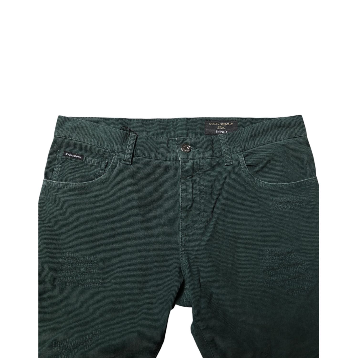 Dolce & Gabbana Green Cotton Corduroy Skinny Pants
