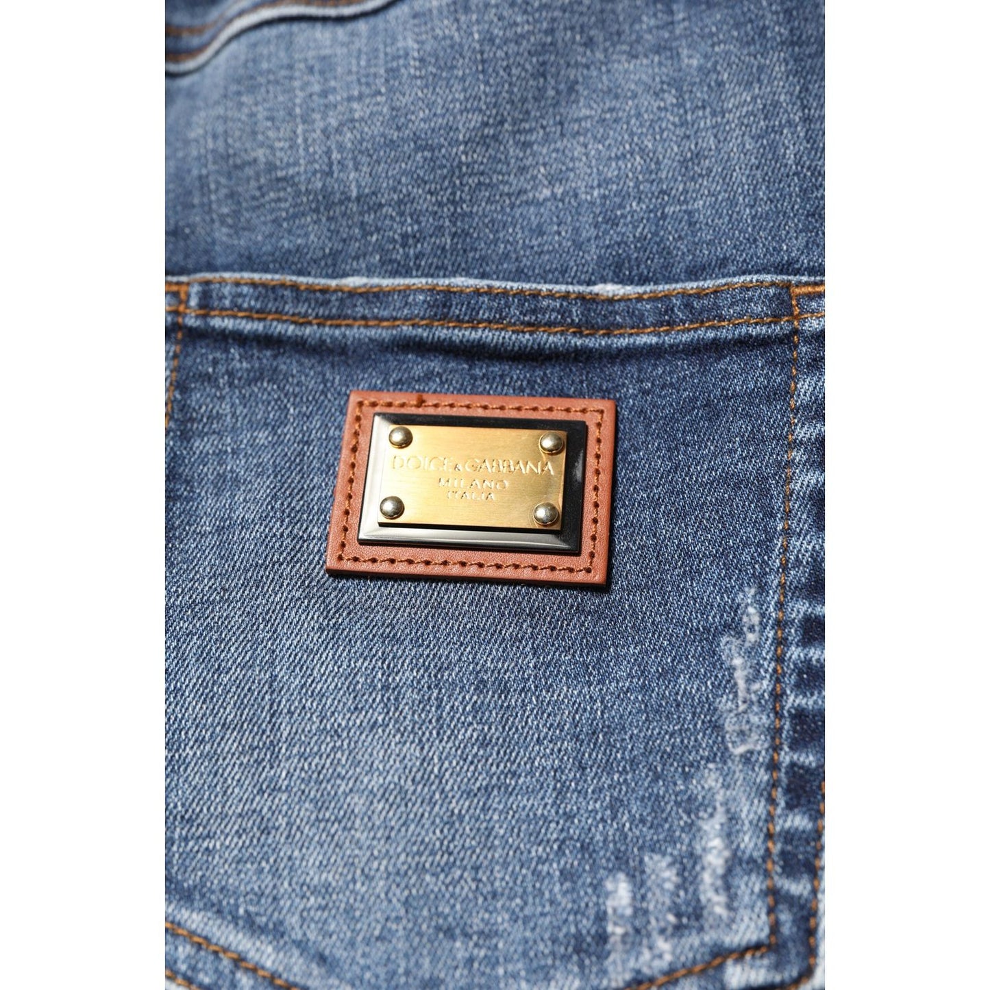 Dolce & Gabbana Blue Rhinestone Embellished Denim Jeans