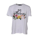 Dolce & Gabbana White Printed Cotton Short Sleeves T-shirt
