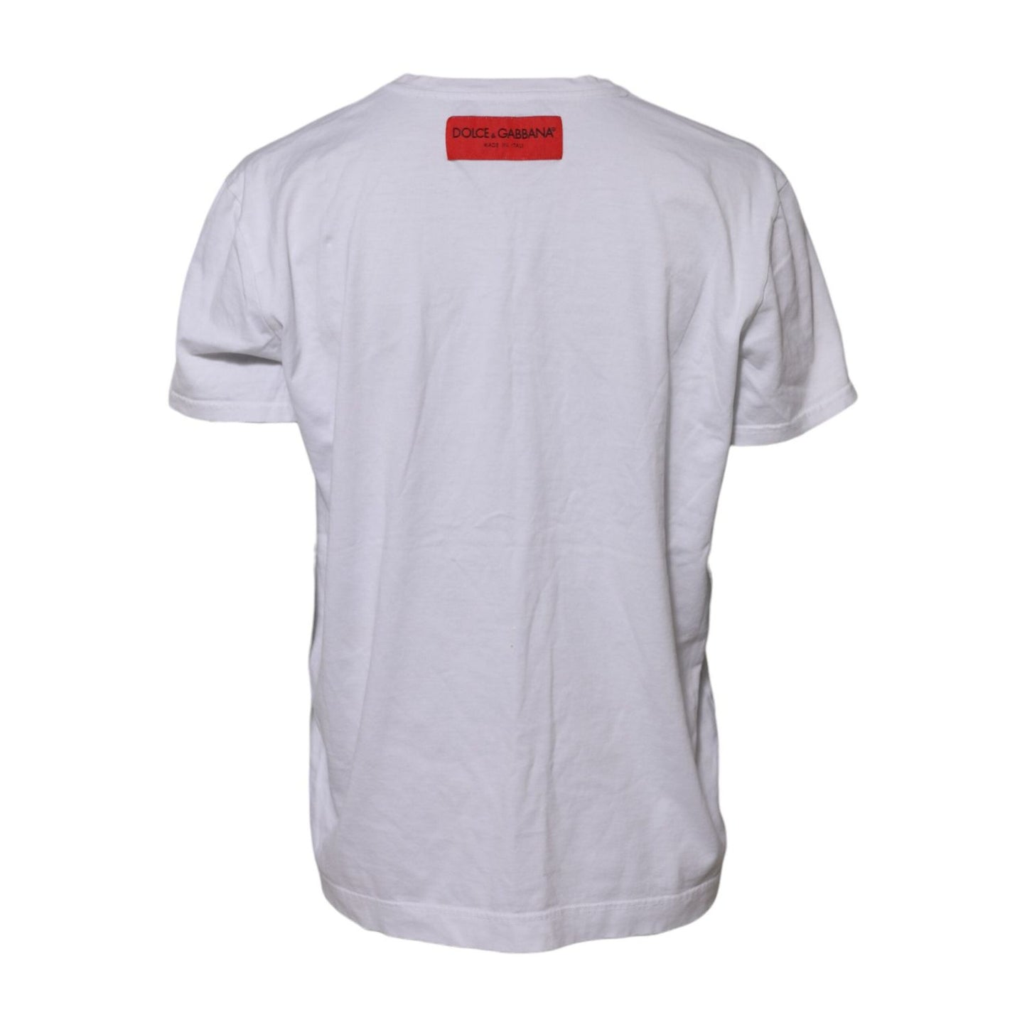 Dolce & Gabbana White Printed Cotton Short Sleeves T-shirt