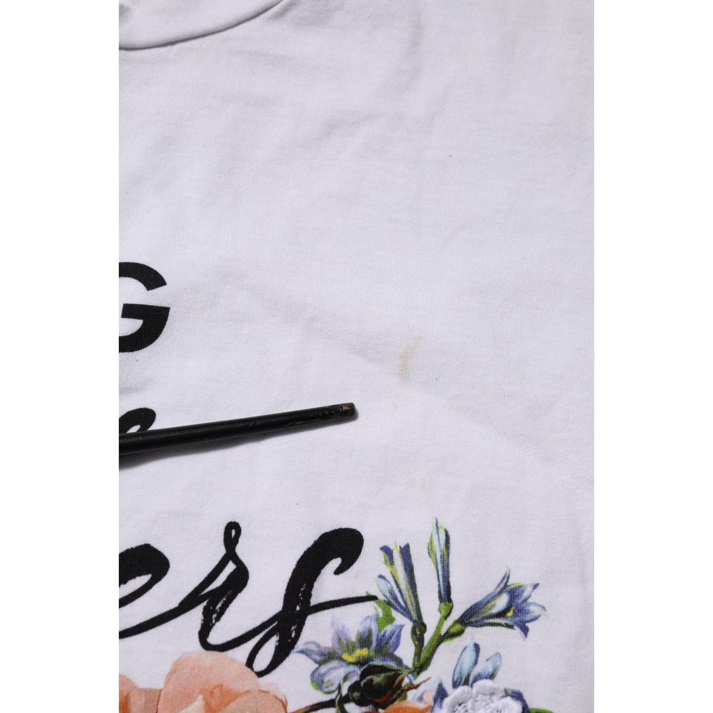 Dolce & Gabbana White Printed Cotton Short Sleeves T-shirt
