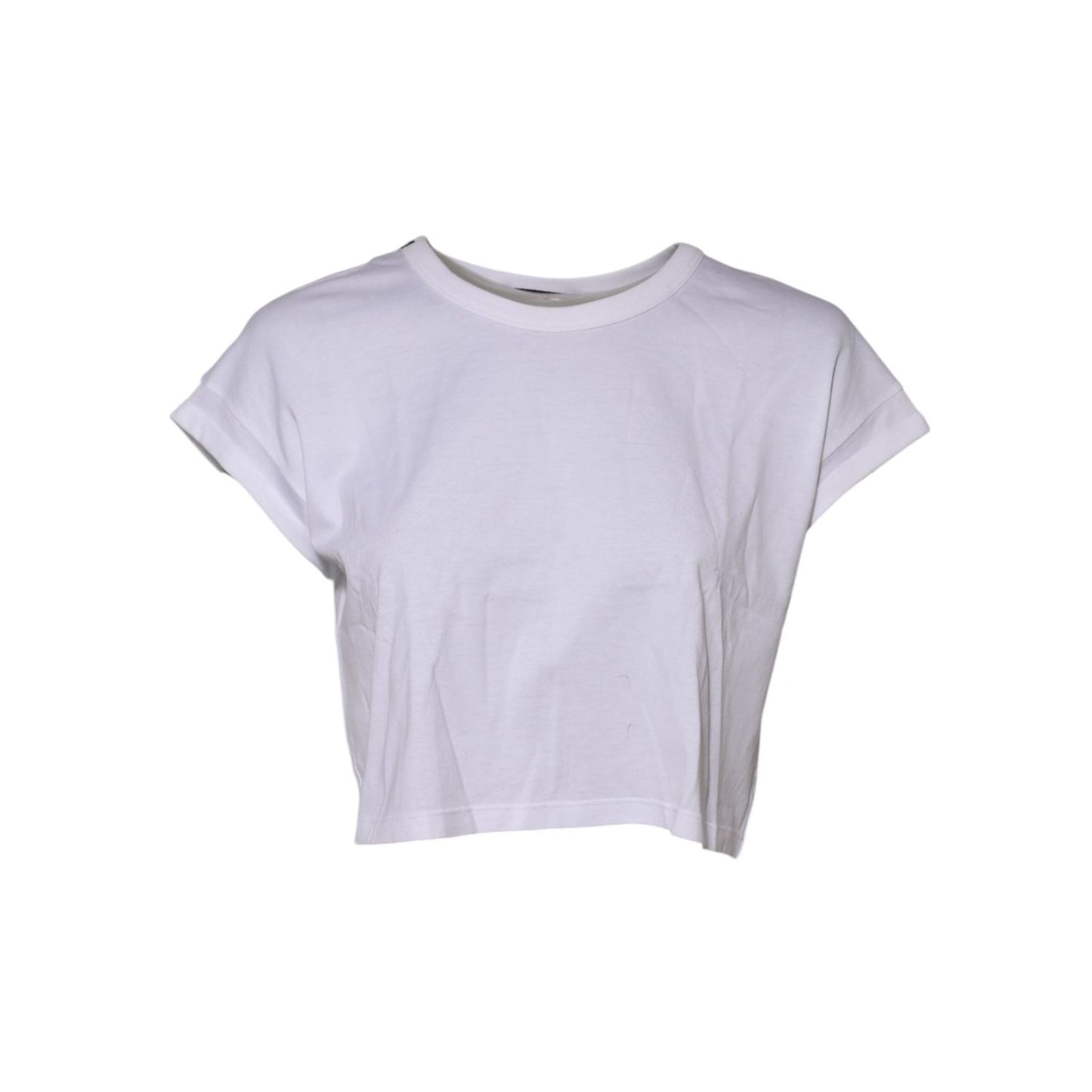 Dolce & Gabbana White Cotton Short Sleeves Cropped T-shirt