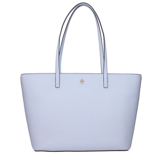 Tory Burch Light Blue Leather Shoulder Bag with front logo, adjustable and removable shoulder strap, MPN 159586401, code F83365. Leather bag.