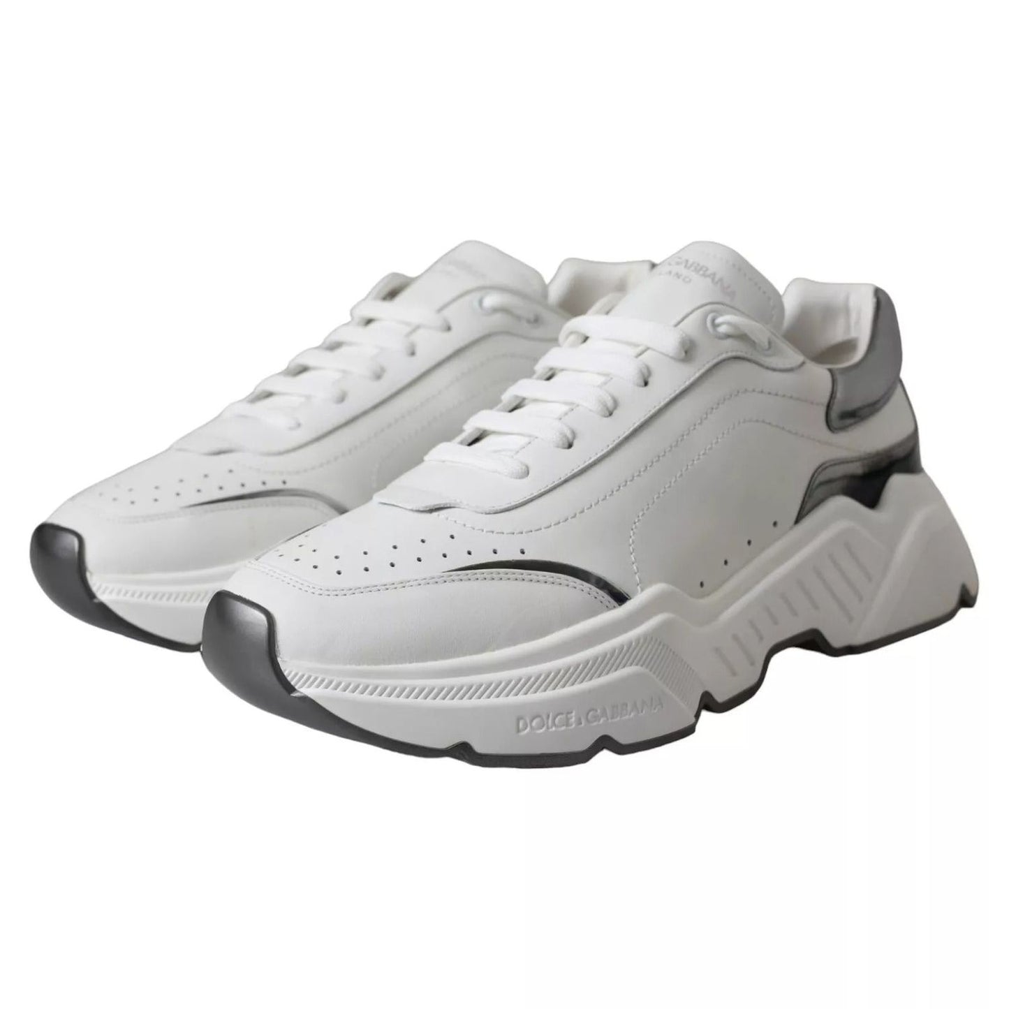 Dolce & Gabbana White Silver Leather Sport DAYMASTER Sneakers MV5692-40.5