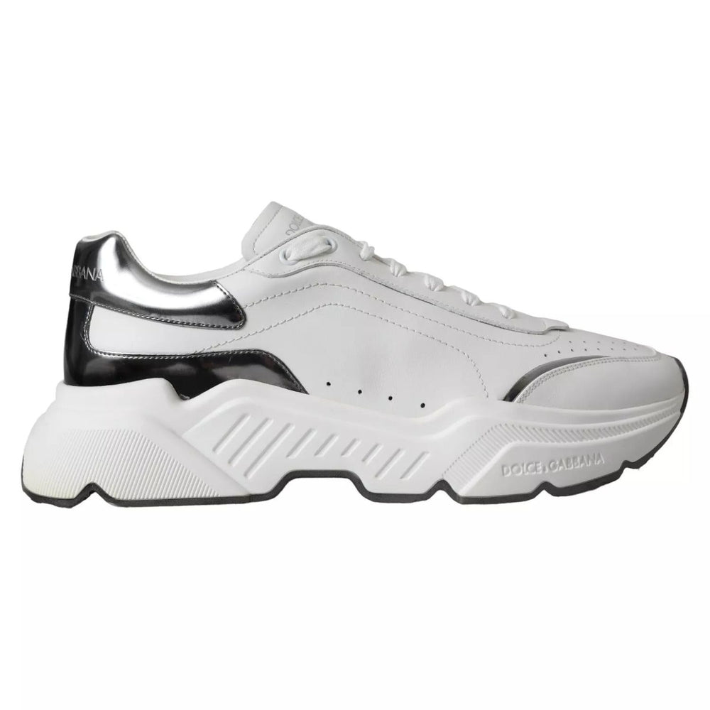 Dolce & Gabbana White Silver Leather Sport DAYMASTER Sneakers MV5692-40.5