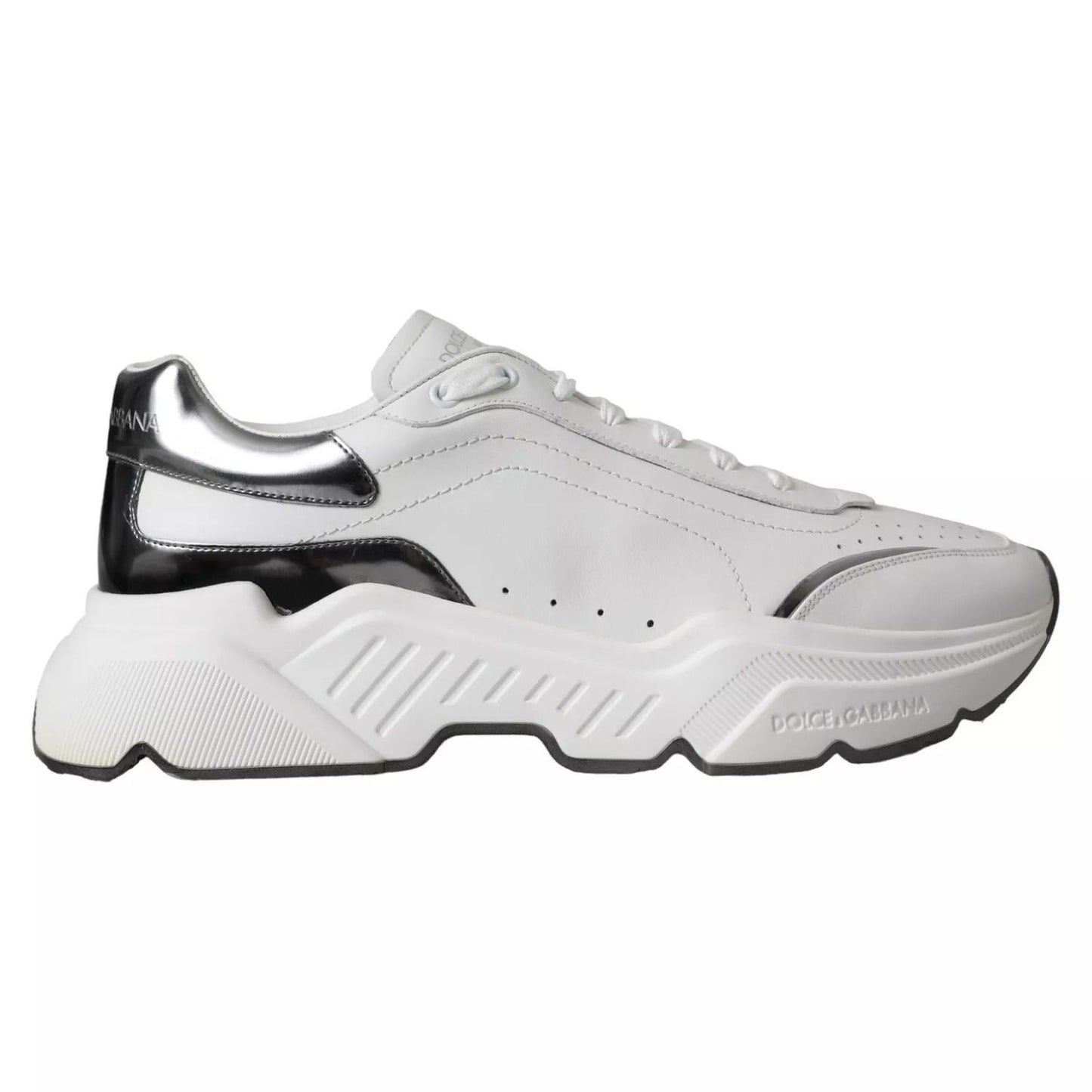 Dolce & Gabbana White Silver Leather Sport DAYMASTER Sneakers MV5692-40.5