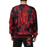 Dolce & Gabbana Navy Red Silk Coral Print Pullover Sweater TSH90635-52