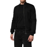 Dolce & Gabbana Black Cotton Logo Full Zip Men Bomber Jacket TSH90780-44