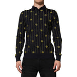 Dolce & Gabbana Black Logo Jacquard Knitted Polo Shirt T-shirt TSH91202-48
