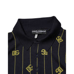 Dolce & Gabbana Black Logo Jacquard Knitted Polo Shirt T-shirt TSH91202-48