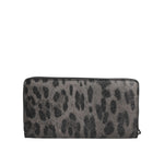 Dolce & Gabbana Black Gray Leopard Leather Zip Around Continental Wallet BAG4691