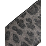 Dolce & Gabbana Black Gray Leopard Leather Zip Around Continental Wallet BAG4691