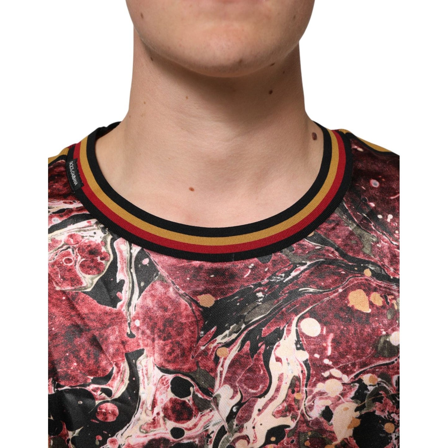 Dolce & Gabbana Multicolor Polyester Marble Print Oversize T-shirt TSH91306-S