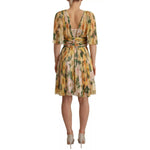 Dolce & Gabbana Yellow Floral Print Pleated Maxi Dress DR28261-38