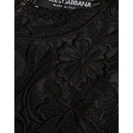 Dolce & Gabbana Black Silk Lace Trim Long Sleeves Blouse Top