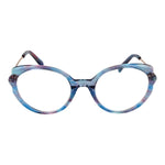 Emilio Pucci Blue Women Glasses Frame, full-rim round plastic design, demo lenses, size 52-21-140, branded case included