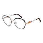 Emilio Pucci Blue Women Glasses Frame in metal full-rim style with demo lenses, size 54-17-140, including branded case.